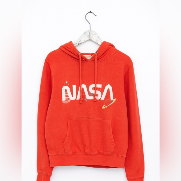 NASA H&M L.O.G.G Label Of Graded Goods Drawstring Medium Hoodie Women Orange - Picture 1 of 2